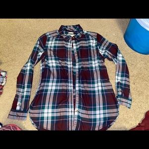 Burgundy, Teal, and White Flannel